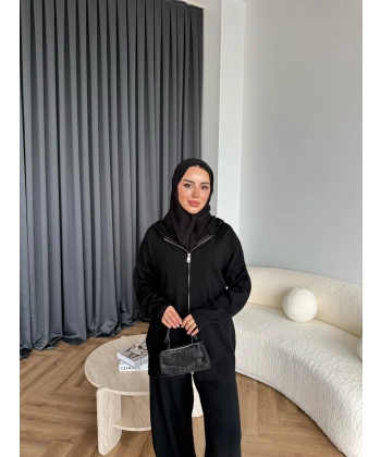 Leyans Fermuarlı Takım - Siyah