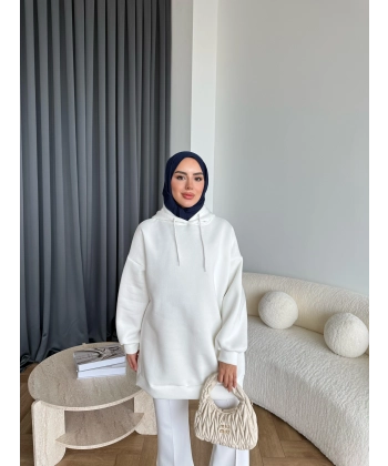 Lidya 3 İplik Sweat - Beyaz