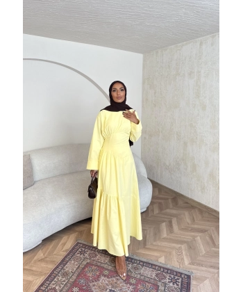 Linen Elbise - Sarı