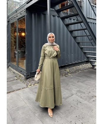 Lolita Deri Elbise - Haki