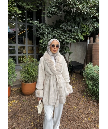 Luella Kürk Detaylı Hırka - Bej