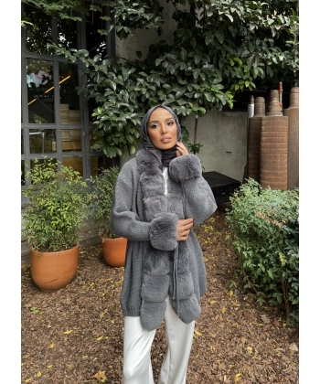 Luella Kürk Detaylı Hırka - Gri