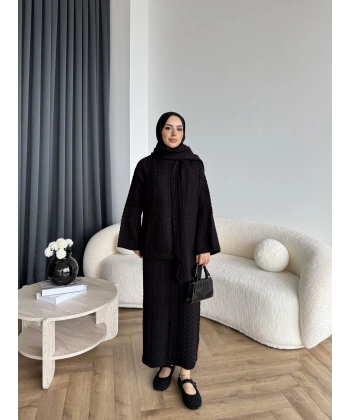 Mb - Atkı Örgü Etekli Takım - Siyah