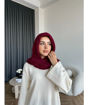 Mb - Balaklava Kapişonlu Bere - Bordo