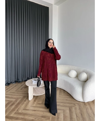 Miya Desenli Kazak - Bordo