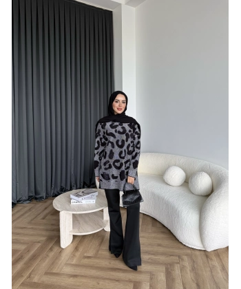 Miya Desenli Kazak - Siyah