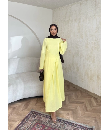 Noir Keten Elbise - Sarı