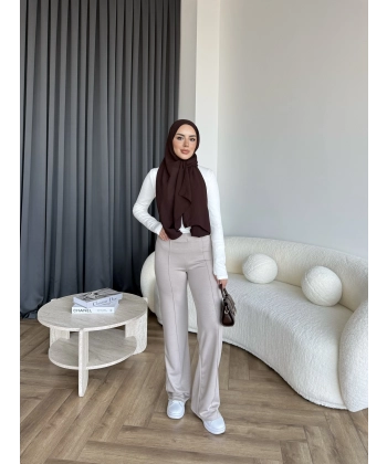 Oysh Kumaş Pantolon - Vizon