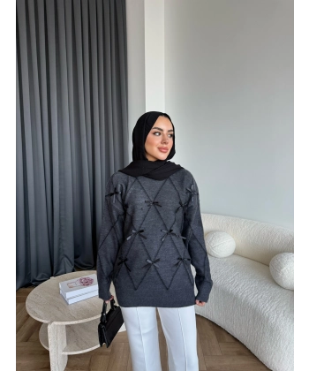 Pls-Kurdele Detay Triko Kazak - Antrasit