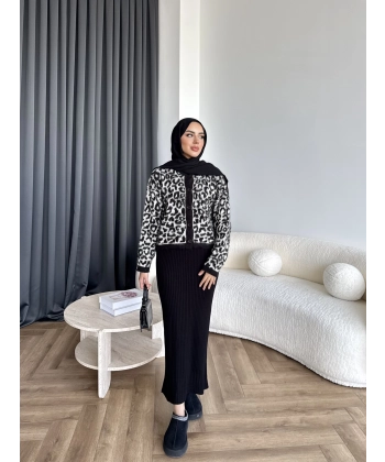 Pls-Leopar Jile Elbise - Beyaz