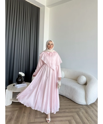 Qu - Mathis Pelerinli Vual Elbise - Pembe