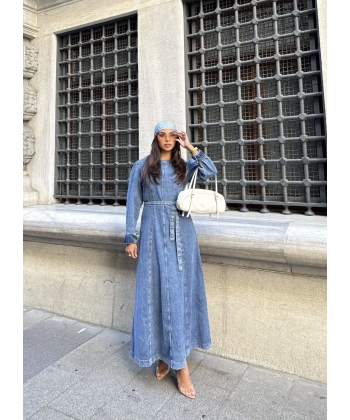 Radi Kot Elbise - Açık Mavi