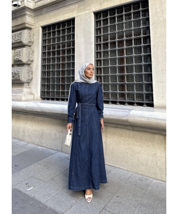 Radi Kot Elbise - Koyu Mavi