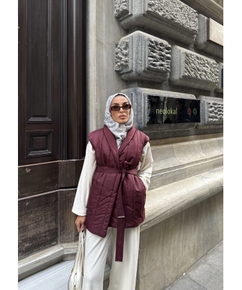 Riva Arka Kısmı Triko Yelek - Bordo