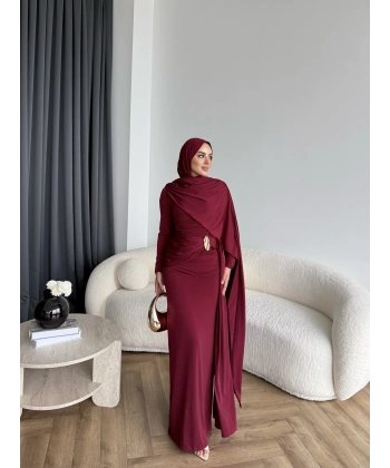 Sandy Arabic Elbise - Bordo