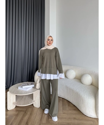 Seren Gömlek Detaylı Oysh Takım - Yeşil