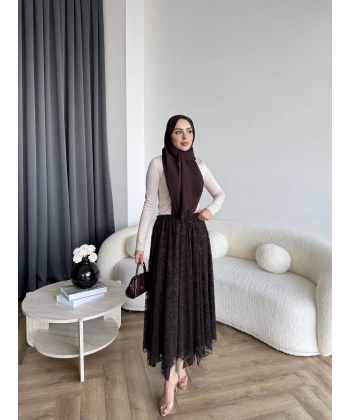 Sg - Dantel Detay Etek - Kahve