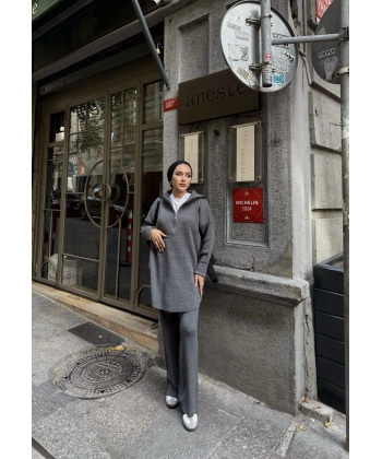 Sina Fermuarlı Takım - Gri