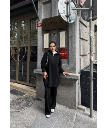 Sina Fermuarlı Takım - Siyah