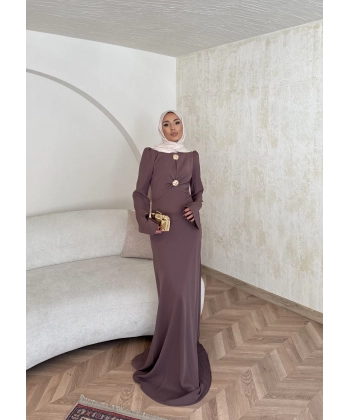 Sue Tasarım Elbise - Kahve