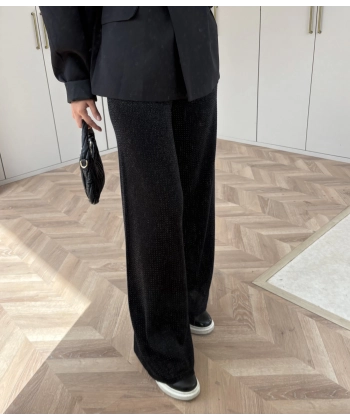 Taşlı Triko Pantolon - Siyah