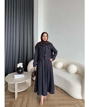 Tb - Eslan Ceketli Jile Elbise - Lacivert