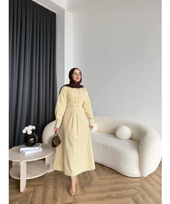 Tb - Flor Poplin Elbise - Sarı