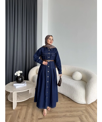 Tb - Lilas Kot Elbise - Koyu Mavi