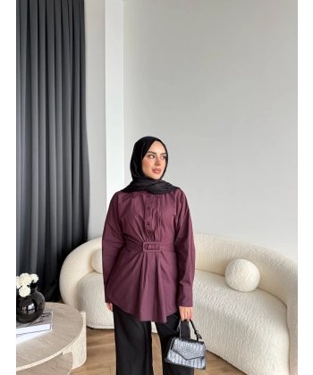 Tb - Meslina Toka Detay Gömlek - Bordo