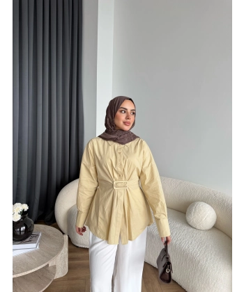 Tb - Meslina Toka Detay Gömlek - Sarı