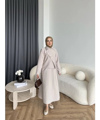 Tb - Nebal Gold Düğmeli Cupra Takım - Bej