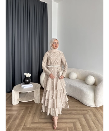 Tb - Ponpon Kat Kat Elbise - Bej