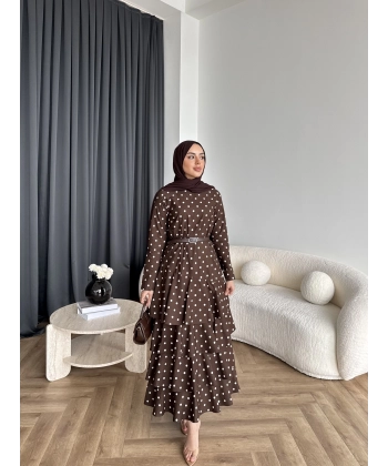 Tb - Ponpon Kat Kat Elbise - Kahve