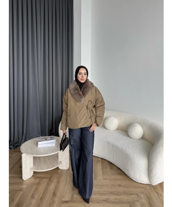 Wilma Kürk Detaylı Mont - Zeytin Yeşil