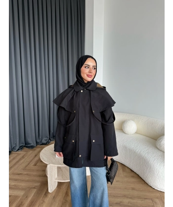 Winter Premium Lüx Trençkot - Siyah
