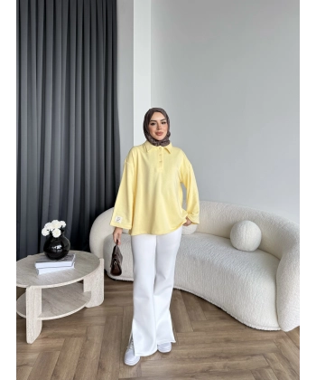 Yds - Petra Düğmeli Sweatshırt - Sarı