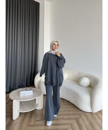 Yıkamalı Eşofman Takım - Antrasit