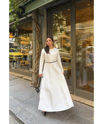 Zühre Puf Elbise - Beyaz