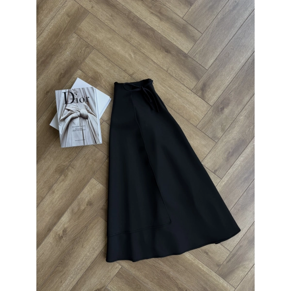 Bağcıklı Scuba Etek - Siyah