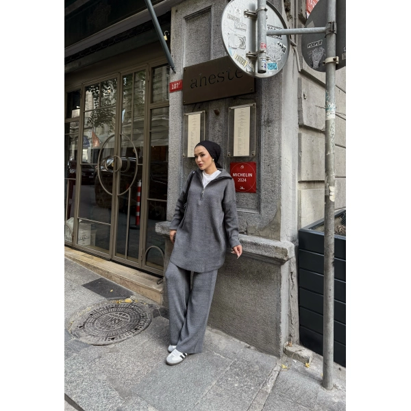 Sina Fermuarlı Takım - Gri