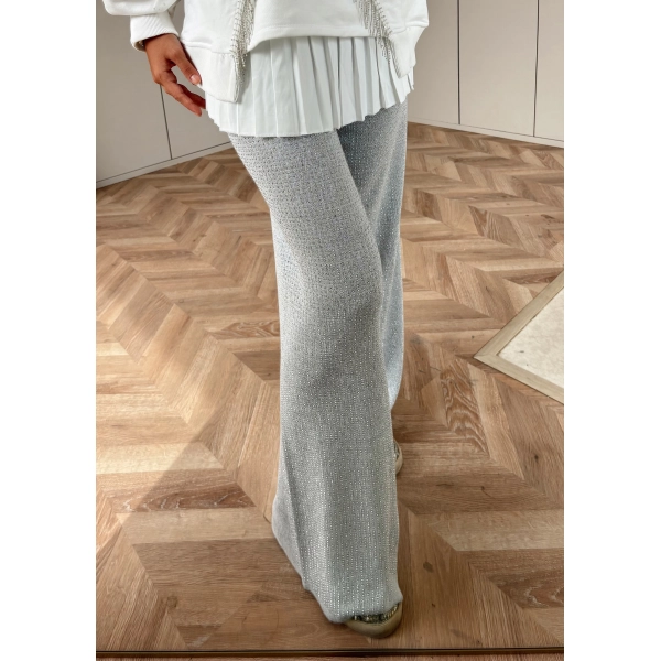 Taşlı Triko Pantolon - Gri