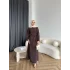 Adeny Krep Kumaş Elbise - Kahve