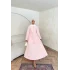 Belden Oturtmalı Etekli Takım - Pembe