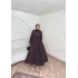 Beli Büzgülü Elbise - Kahve