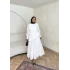 Bosfor Kırışık Elbise - Beyaz