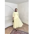 Bosfor Kırışık Elbise - Sarı