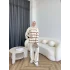 Çizgili Triko Takım - Bej