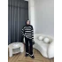 Çizgili Triko Takım - Siyah