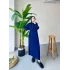 Fermuar Detaylı Triko Elbise - Lacivert