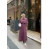 İmren Beli Lastikli Oysh Elbise - Bordo